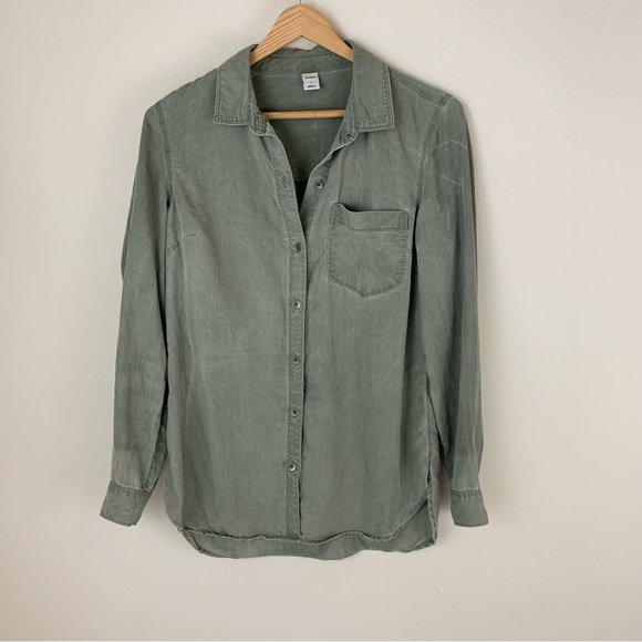 Old Navy Tops - Old Navy sage green chambray button down shirt